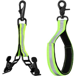 2 Pieces Firefighter Glove Strap with Reflective Trim Firefighting Glove Safety Strap Turnout with Swivel Snap Hook Clip