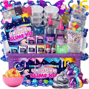 Summer Spring Gift Unicorn Slime Kit for Girls Ages 7–12, DIY Shimmer Slime Set with Glow-in-The-Dark, Pearlescent, Holographic & Glitter Slimes, Creative Craft, Birthday Gift for Kids