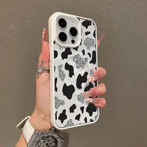 Trendy Magnetic Case Suitable for IPhone11/12/13/14/15/16/17/promax Glitter Cow Print MagSafe Ready, Ultra Thin & Shockproof | Cute Pick for Girls