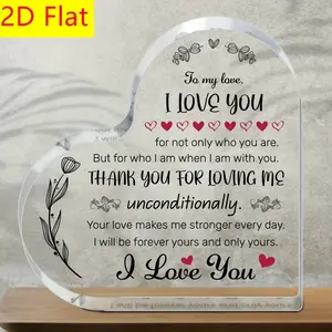 Heart-shaped Acrylic Decorative Sign Gift, Acrylic Photo Plaque, Valentine's Day Romantic Quotes - Unique "I Love You" Keepsake for Him/Her, Boyfriend Girlfriend, Wife Husband, Birthday Wedding Anniversary Christmas Gift, Acrylic Desktop Decoration