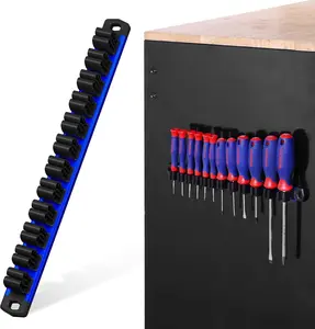 WORKPRO Magnetic Screwdriver Organizer and Wrench Organizer, Aluminum Rail Magnetic Tool Organizers, Tool Holder, Tool Box Organizers, 12-Slot Screwdriver and Wrench Holder (Tools not Included)
