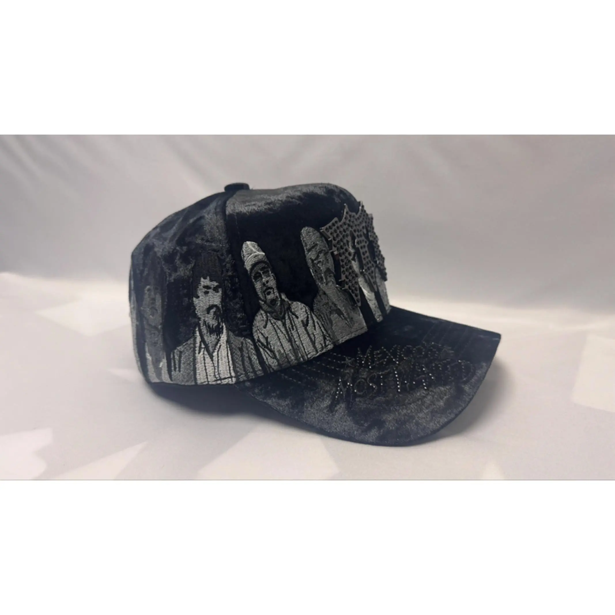 Mexico's Most Wanted Chucky Hats - Black Velvet Baseball Cap with Chucky Design, No Box