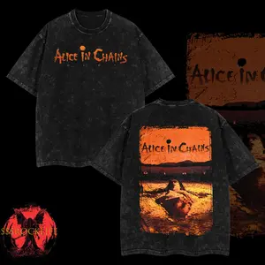 [$$$MANLIFE] Retro Vintage Alice In Chains - Dirt Album Tracklist Unisex Acid Washed T-Shirt, Hoodie– Acid Washed 100% Heavyweight Cotton, Classic 90s Grunge Vibes, Alternative Streetwear Essential for Rock Lovers