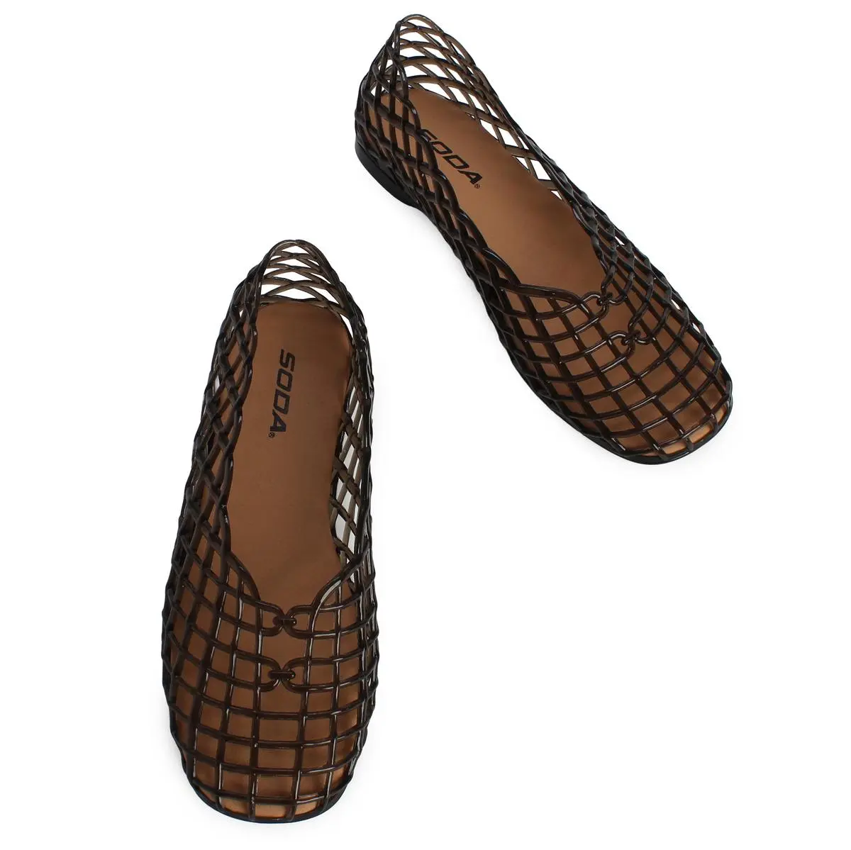 Women's Jelly Ballet Flats - Flexible Slip-On Mesh Shoes with Cuff for Urban City Life, True-to-Size Street Fashion Footwear