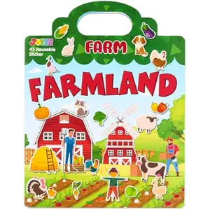 Farm Animals Reusable Sticker Book for Toddlers, 3D Sticker Book for Kids 3 4 5, Travel Essentials, Airplane Activity Toys, Crafts Gifts, Birthday Gifts