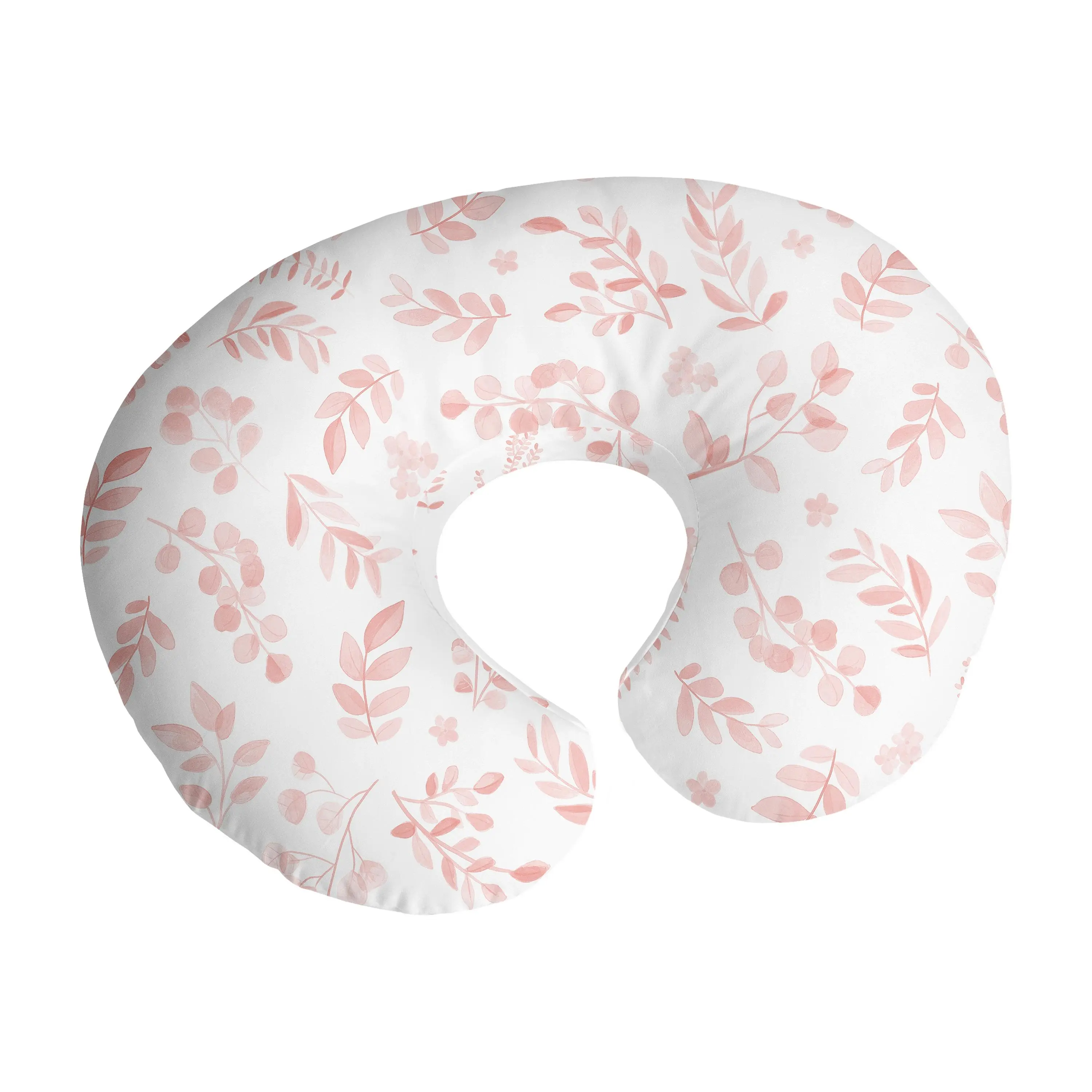 Sweet Jojo Designs Blush Pink White Floral Leaf Girl Nursing Pillow Cover Baby Breastfeeding Slipcover Infant Newborn Nursery Bottle Breast Feeding Pillowcase (Pillow NOT Included) Bohemian Watercolor