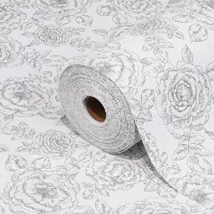 Drawer and Shelf Liner for Kitchen Cabinets Non-Adhesive, Non-Slip Cabinet Liner Shelf Paper Strong Grip Waterproof Easy to Clean for Kitchen Shelves Cupboard, Flower,12IN X 10FT