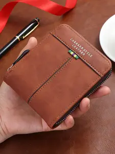 Men's Multifunctional Vintage Trendy Short Wallet, Multiple Card Slots, Zipper Design, Versatile Fashion Accessory