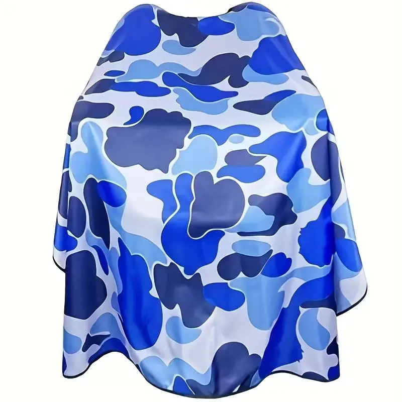 Blue Camo Professional Barber Cape, Lightweight and Durable Polyester Haircutting Gown with an Adjustable Neck for Salon or Home DIY Haircare, Diy Projects, Prevents Hair From Dropping, Women