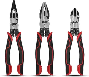 3 count Heavy Duty Pliers Set, 5 in 1 Linesman/Diagonal Side / Nose Pliers with Wire Stripper,Crimper and  Function