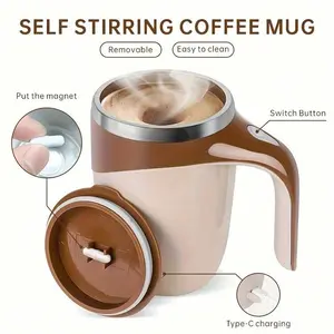 Self-Stirring Mug: Rechargeable Automatic Magnetic Self-Stirring Coffee Mug, Rotating Home Office Travel Stirring Mug For Stirring Coffee, Chocolate, Milk, Protein Powder, Cocoa, Etc., Great For Office, School, Gym