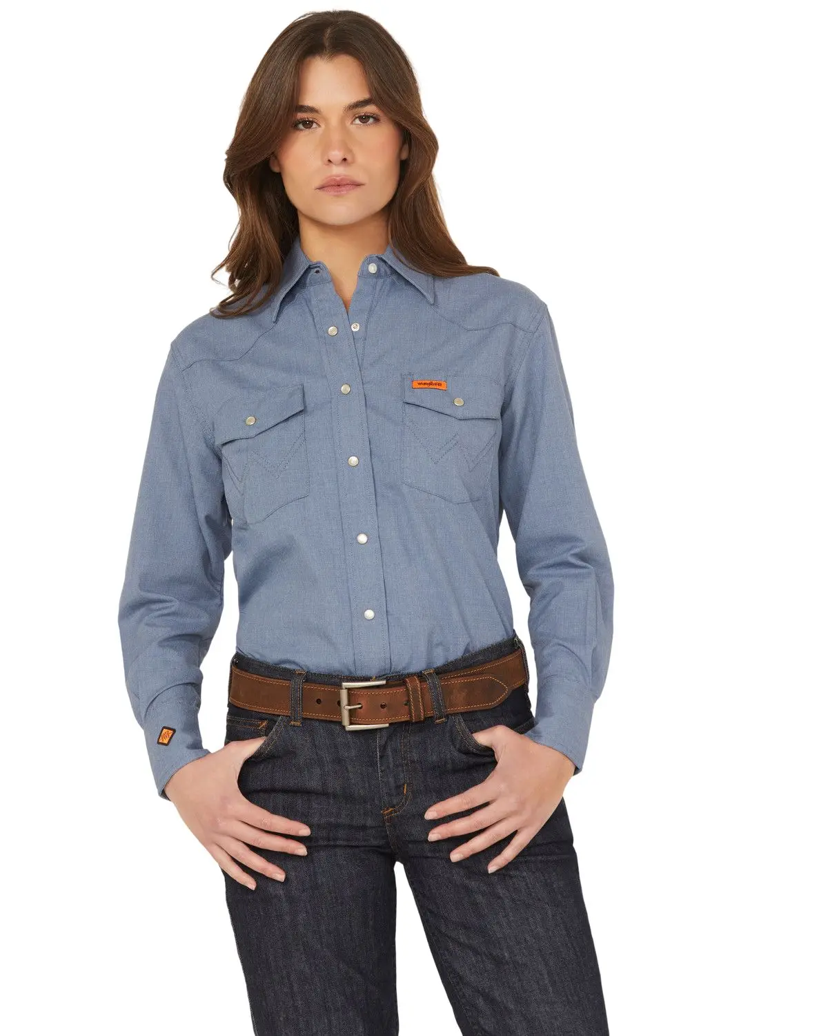 Wrangler Women's Women'S Fr Blue Snap Long Sleeve Work Shirt - 10Frlw11b