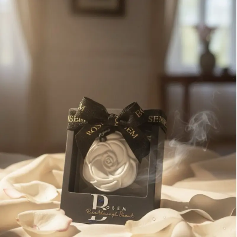 Bosem Passive Ceramic Diffuser - Elegant Rose Design with Aromatic Fragrance