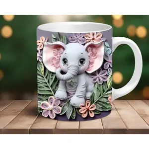 3D Coffee Mug, 3D Mug, Elephant Lover Mug, Christmas Gift, Gift Idea, Elephant Mug, Gift for Men, Gift for Women, Cute Mug Drinkware Ceramic