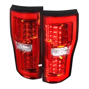 2017-2019 Ford F-250/F-350/F-450/F-550 Super Duty LED Bar Tail Lights (Chrome Housing/Red Lens)