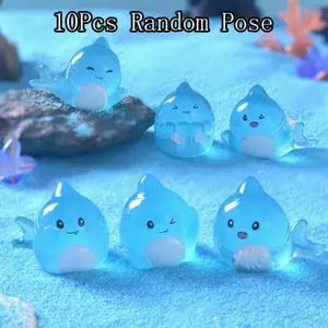 10Pcs Glow in The Dark Mini Shark Figurines, Translucent Blue Cute Baby Shark Resin Ornaments with Adorable Faces, Luminous Marine Animal Statues for Fairy Garden, Aquarium, Desk Decor, Micro Landscape, DIY Crafts, Perfect Gift for Ocean Lovers