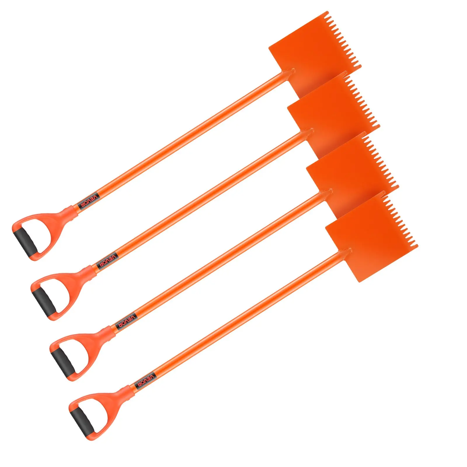 VEVOR 4-Pack Shingle Shovel with D-Grip Handle, 45# Steel 8-in Wide 0.1-in Thick Corrosion-Resistant Blade Roof Ripper, 88.18 Lbs High Hardness Nail Remover for Asphalt & Wood Roof Demolition, Boosts Efficiency for Commercial Use