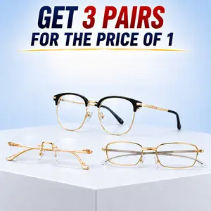 3-Pack +2.00 Diopters Non-Prescription Business Reading Glasses Set - Blue Light Filter, Photochromic Browline, Full Rim & Rimless Frames for Office Use