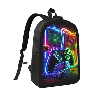 Game Over School Backpack for Teens Middle School Video Game Bookbag 17″ Large Capacity