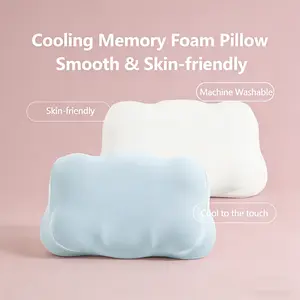 Deep Sleep Memory Foam Pillow with FREE Cooling Pillowcase, Ultra Pain Relief Neck pillow,  Skin Friendly,Neck Support for Side, Back and Stomach Sleepers, Removable Pillowcase& Machine Washable, All-Season Comfort, Standard Size(Blue&White)