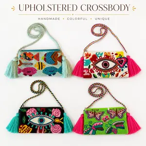 Handmade Crossbody Wayuu Upholstery Handbag Evil eye Zafira Complements