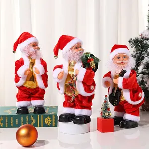 Santa Dancing Claus Wiggling Hips Playing Guitar with Music Christmas Decoration Wiggling Hips Gift Pack Santa Claus Ornaments excellent gift for Christmas and New Year Climbing Ladder Music Playing Climbing Santa Ladder - Led Lantern