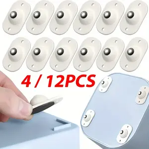 Mini Stainless Steel 360 Degree Rotation Swivel Wheels - 4/12pcs Self-Adhesive Caster Wheels Furniture Moving Wheel for Bins Bottom Storage Box Furniture Trash Can
