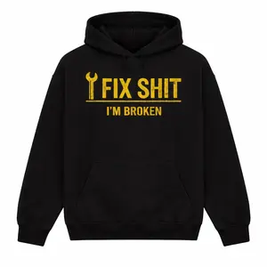 “Fix Stuff – I’M Broken” Funny Mechanic Hoodie | Viral Blue Collar Humor Hoodie 2026 | Auto Repair Graphic Hoodie | Gift For Mechanics, Car Guys, Garage Lovers | Unisex Streetwear Cozy Pullover Hoodie, Unisex Long Sleeve Pullover Shirt