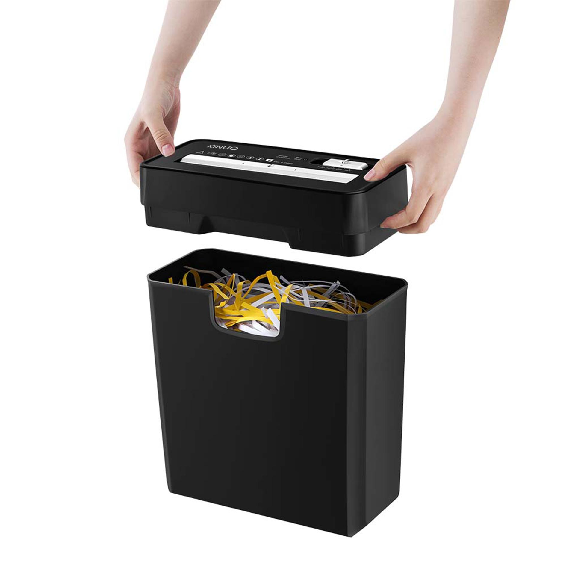 KINUO 6-Sheet Paper Shredder, P2 Security Strip-Cut Shredder with Anti-Jam System, Portable Office Home Shredder