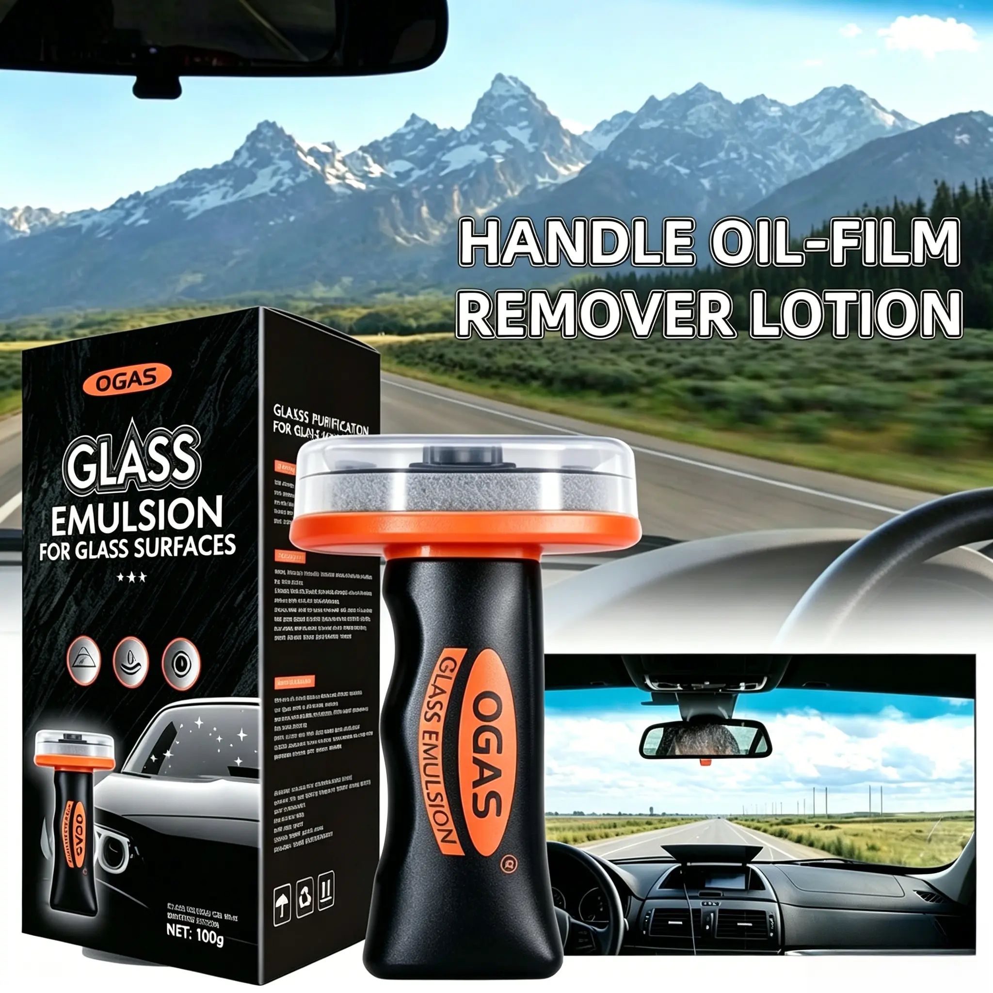 Portable Oil Film Remover for Car Windows – 100g Compact Glass Cleaner Paste, Streak-Free Decontamination, Fast-Acting Formula for Crystal Clear Windshield Visibility