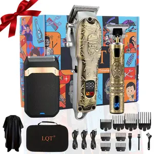 Men's Hair Trimmer Set, Digital Display Clipper Kit, LCD Screen Electric Self-Trimmer, Precision Contour Trimmer, Cordless Professional Grooming Tool, USB Rechargeable Clipper