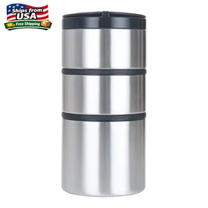 MS Stacking Food Jar Insulated Food Storage Container, Stainless Steel, Round, 41 oz, Ideal Use for Workday Meals and Travel to Keep Meals Hot and Cold