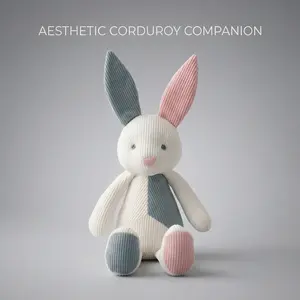Viral Aesthetic Corduroy Bunny Plush • Minimalist Pastel Colorblock Stuffed Animal • INS Room Decor & Healing Gift plushie cute