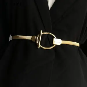 Buckle Geometric Pleated Solid Color Belts