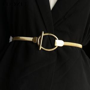 UOOZEE Geometric Pleated Solid Color Elastic Waist Band - Adjustable Women's Belt with Metal Double Ring Buckle, Stretch Waist Chain for Fashion Clothes Accessories, Adjustable Waist Belt