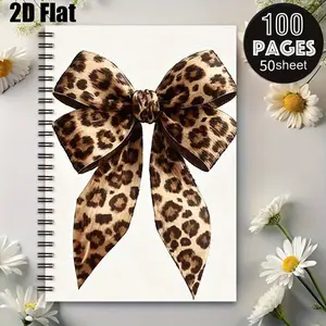 1 Spiral Notebook Leopard Print, 5.7x8.26 inch, Durable Binding, Daily Journal for Office School, Travel Notes, Gift for Students Teachers, Birthday Christmas Back to School Supplies [2D] Flat