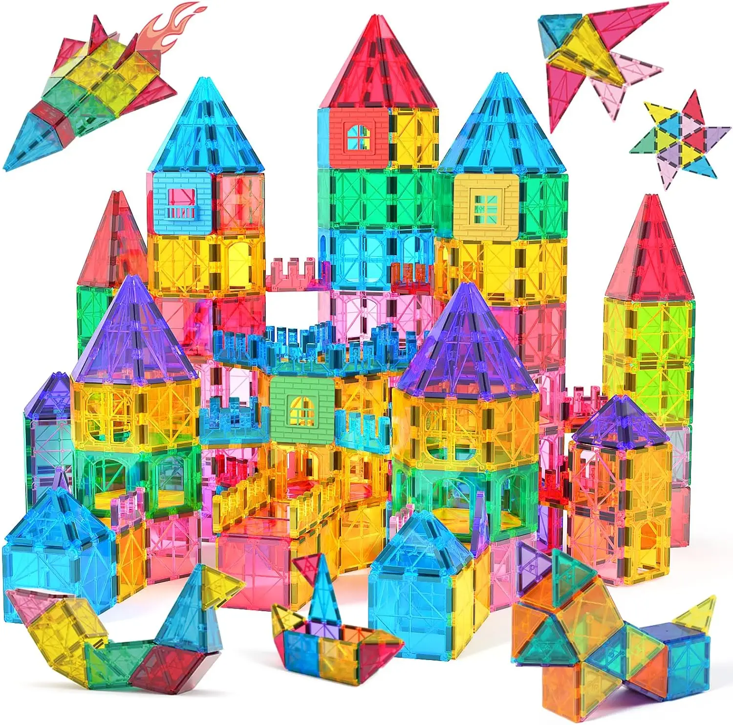 Jasonwell Magnetic Tiles Kids Magnetic Blocks Building Sets 3D Magnet Tile Building Blocks Toy Construction Educational STEM Toys Gifts for Boys Girls