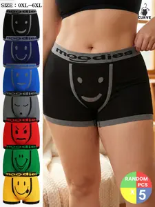 Women's Smile Expression Briefs, Comfortable Breathable Seamless Elastic Shorts, Multiple Sizes Available (0xl-6xl), Fun Gift Idea