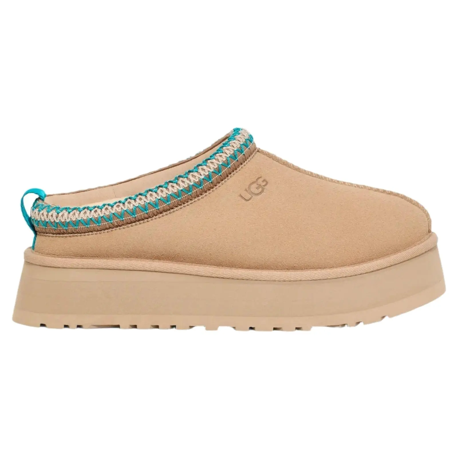 UGG Women's Tazz Suede Platform Slipper - Driftwood White Pepper, Cozy Warm Fuzzy-Lined Slip-On Shoe, Brand New Women's Footwear, Casual, Plush, Ready To Ship, 100% Authentic, Authenticity & Availability, Us W 10, Casual Wear, Slide-On, Subtract 1 Size, N