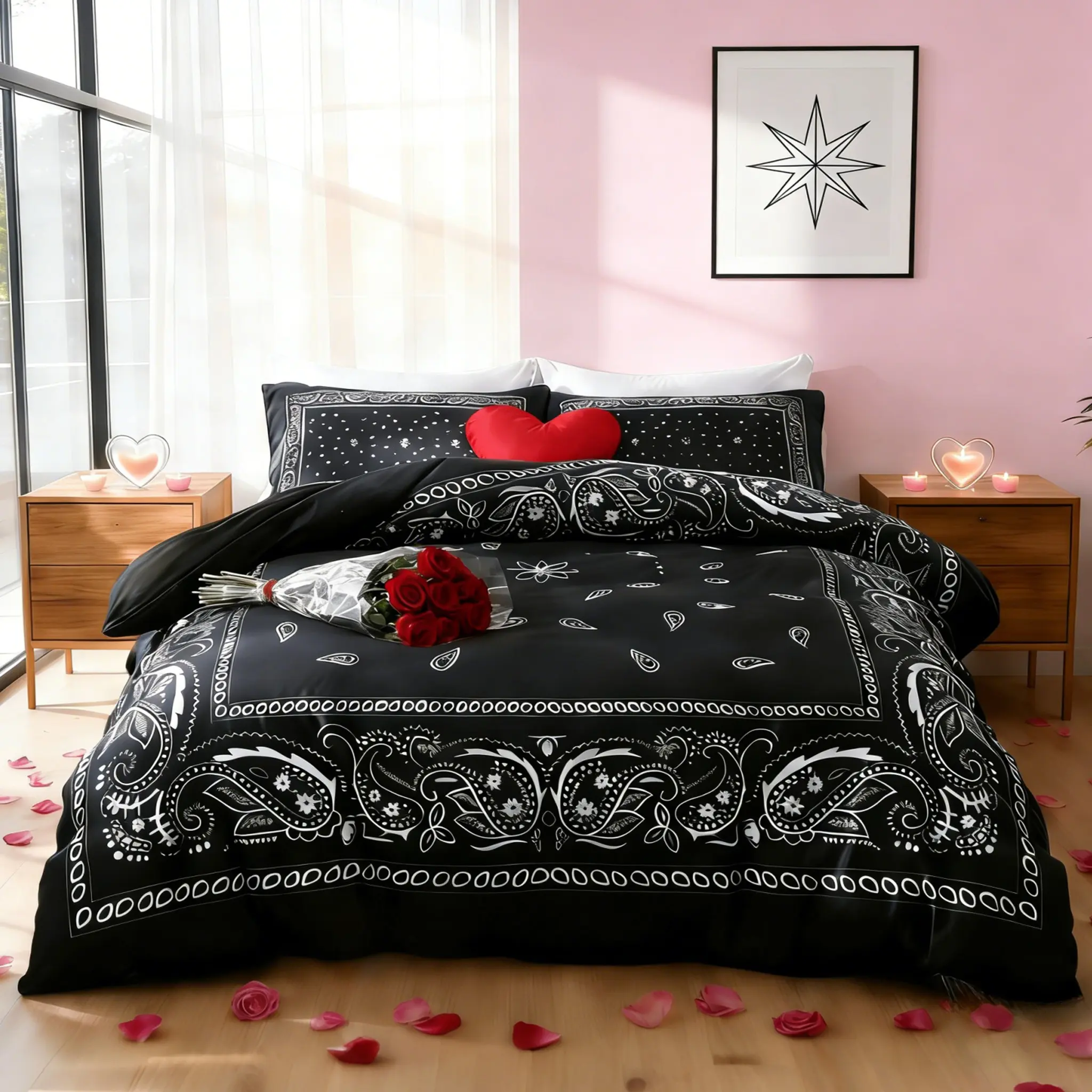 Boho Paisley Print Bedding Set, Includes 1 Duvet Cover + 2 Pillowcases, Breathable Polyester, Zip Closure, All Seasons Comfort, Comfy Bed Sets, Cozy Bedding Set