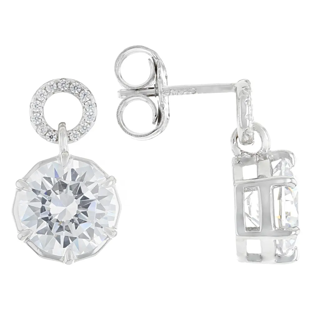 JTV White Cubic Zirconia Rhodium Over Sterling Silver Earrings 9.38ctw