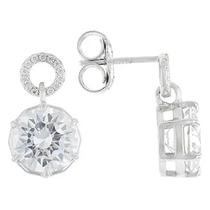 JTV White Cubic Zirconia Rhodium Over Sterling Silver Earrings 9.38ctw