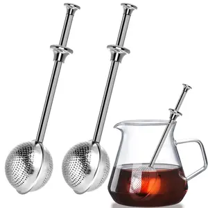 2pack Long Handle Tea Ball, tea infuser for loose leaf tea, tea strainers for loose tea, stainless steel tea strainer, loose leaf tea steeper, easy clean, tea fine mesh strainer reusable, Tea Making Tool