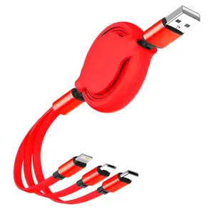 3 in 1 Retractable USB Cable, 1 Count Multipurpose 1M Data Cable, Charging Cable Multifunctional Charging Cable Super Fast Charging for Android Phone Type C / Micro USB, Phone Accessories