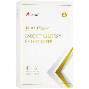 A-SUB 4R 4 X 6 Inches Glossy Cast Coated Photo Paper 48lb 180gsm for Vibrant Prints and Art Sketchbooks Inkjet Artwork