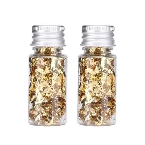 Decorating Flakes, Gold Leaf Cake Decoration Flake Goldlen Toppers Gilding Foil Decor Imitation Metallic Decorative Drink Cooking Chocolates Cakes Drinks Dessert Cupcake Makeup 2PCS