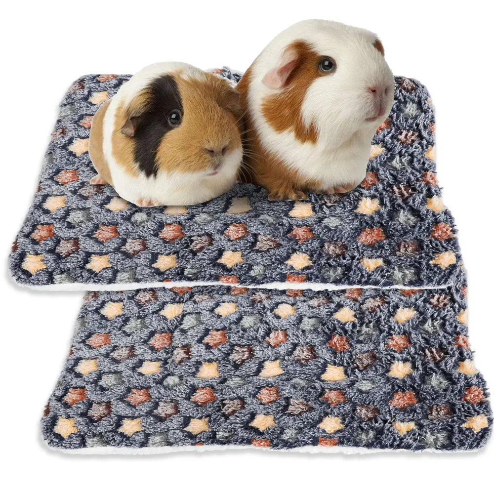 2Pcs Bunny Guinea Pig Beds Soft Bunny Mats Warm Guinea Pig Mat Small Animal Bed Pads Fleece Sleeping Pads for Indoor Rabbit Hamster Squirrel Hedgehog Chinchilla (13.78x9.8 inch) - Home Improvement.