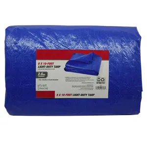 Weather Resistant Light-Duty Polyethylene Tarp - 8' x 10' Lightweight