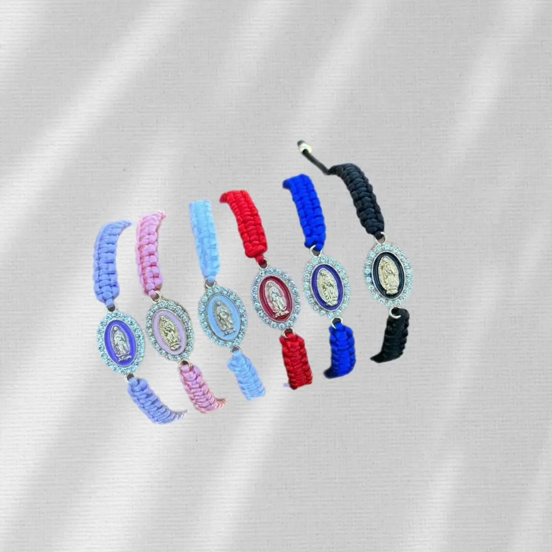 Handmade Adjustable Virgen Mary Circled Bracelets