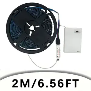 2M (6.56ft) Battery Operated RGB LED Strip Lights, IP65 Waterproof Color Changing LED Tape with 3-Key Controller – Portable for TV Backlight, DIY Crafts, Camping & Bedroom Decor